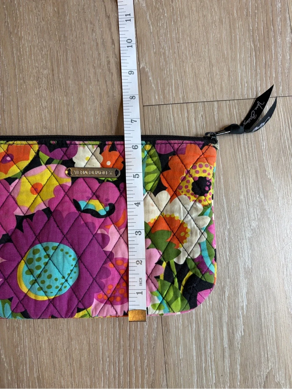 Vera Bradley Purple Floral Quilted Makeup Bag with Multicolor Accents